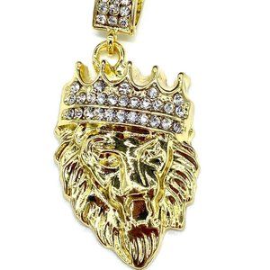18k Gold Plated Iced King Lion Pendant